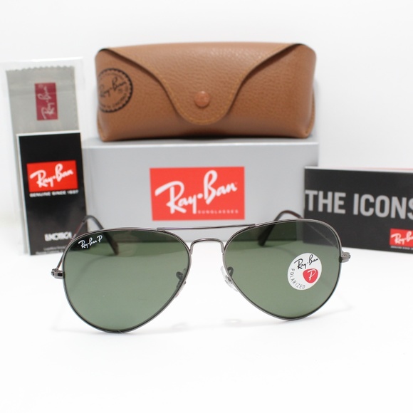 RAY-BAN RB 3025 004/58 POLARIZED GUNMETAL AVIATORS - Picture 2 of 8